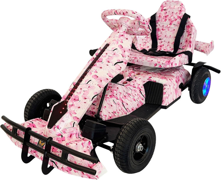 کارتینگ برقی 36 ولت کودکان | طراحی مسابقهای حرفهای با سیستم نورپردازی LED رنگ صورتی