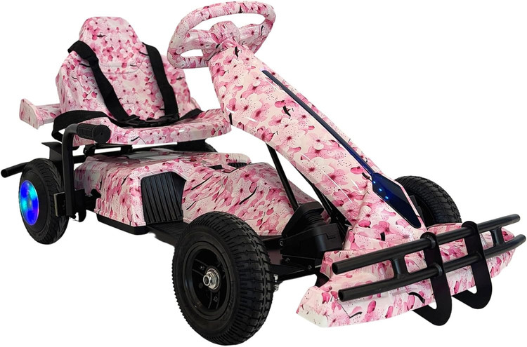 کارتینگ برقی 36 ولت کودکان | طراحی مسابقهای حرفهای با سیستم نورپردازی LED رنگ صورتی