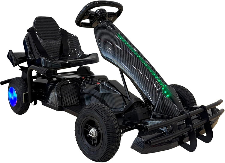 کارتینگ برقی 36 ولت کودکان | طراحی مسابقهای حرفهای با سیستم نورپردازی LED رنگ مشکی کربن