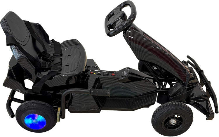 کارتینگ برقی 36 ولت کودکان | طراحی مسابقهای حرفهای با سیستم نورپردازی LED رنگ مشکی کربن