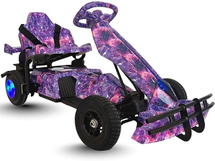 کارتینگ برقی 36 ولت کودکان | طراحی مسابقهای حرفهای با سیستم نورپردازی LED رنگ بنفش کهکشانی