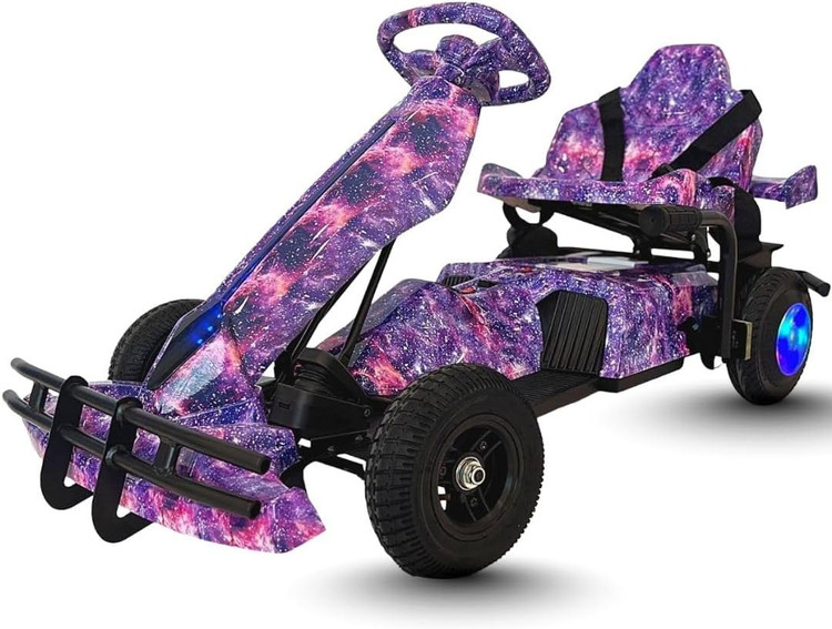 کارتینگ برقی 36 ولت کودکان | طراحی مسابقهای حرفهای با سیستم نورپردازی LED رنگ بنفش کهکشانی