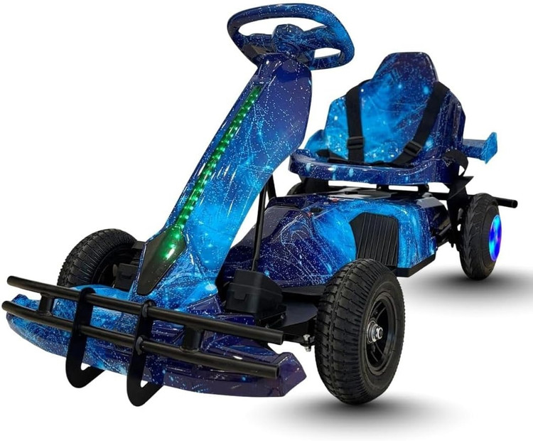 کارتینگ برقی 36 ولت کودکان | طراحی مسابقهای حرفهای با سیستم نورپردازی LED رنگ آبی کهکشانی