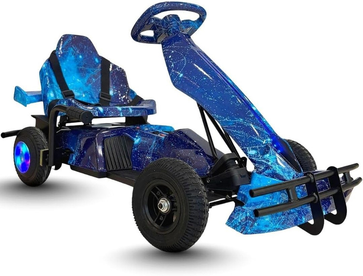 کارتینگ برقی 36 ولت کودکان | طراحی مسابقهای حرفهای با سیستم نورپردازی LED رنگ آبی کهکشانی