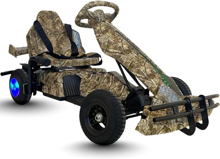 کارتینگ برقی 36 ولت کودکان | طراحی مسابقهای حرفهای با سیستم نورپردازی LED رنگ قهوه ای جنگلی