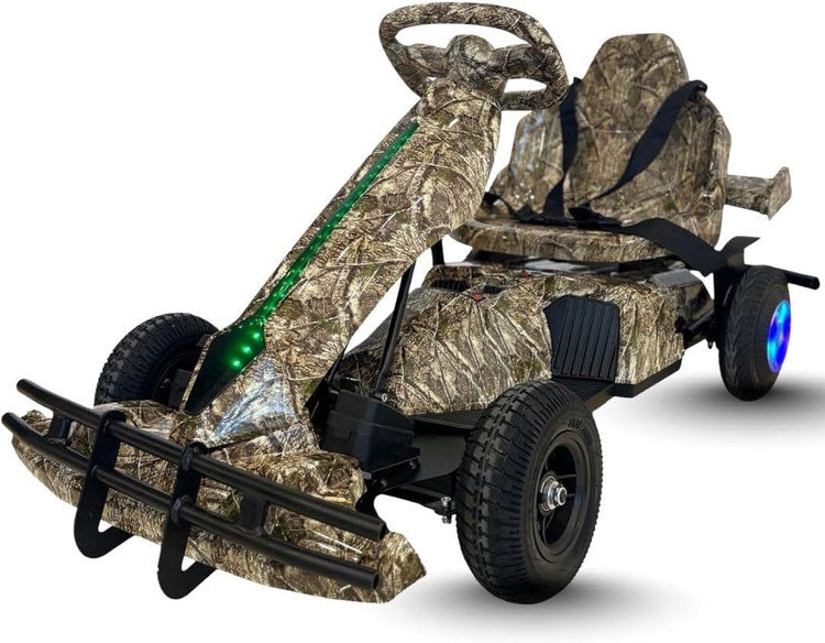 کارتینگ برقی 36 ولت کودکان | طراحی مسابقهای حرفهای با سیستم نورپردازی LED رنگ قهوه ای جنگلی