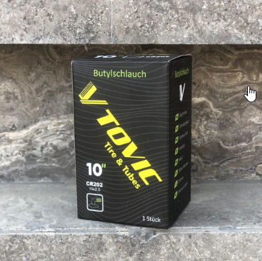 تیوپ اسکوتر برقی سایز 10x2.50 برند TOVIC والف کج